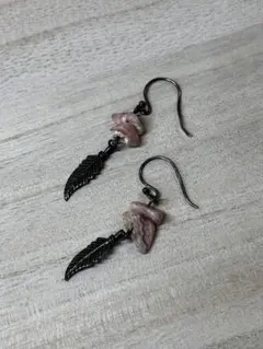 シルバー925 インカローズ　フェザーピアス