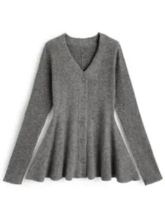 GRL Vネックペプラムリブニットカーディガン[an1832]
