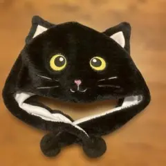 黒猫　被り物　着ぐるみキャップ　コスプレ　ハロウィン　防寒