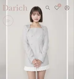 Darich ダーリッチ プリーツドッキングツイードミニワンピース グレー