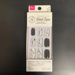 ネイルチップ マーブル・ブラック 12枚入り