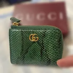 グッチ パイソン マーモント コンパクトウォレット GG ダークグリーン