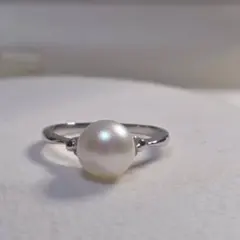 アコヤ真珠 リング 指輪 ダイヤモンド 0.04ct 16号