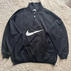 90s NIKE ハーフジップスウェット 襟付き ビックロゴ 銀タグ XL