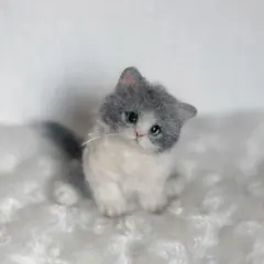 ワ*マ様 羊毛フェルト　猫ブローチ　MinoA