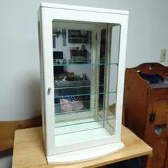 ホワイト ガラスディスプレイケース 3棚