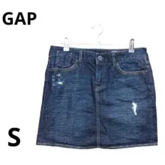 GAP デニムミニスカート インディゴ S ステッチ