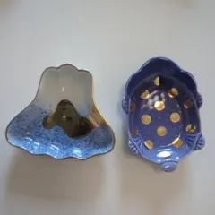 ガ*ン様 富士山型と亀型の陶器皿セット