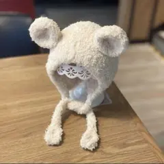モコモコ　ベビー　キッズ　クマ耳帽子　ボンネット