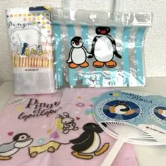ピングー まとめ売り4点 ビニールトート/タオル2枚/うちわ