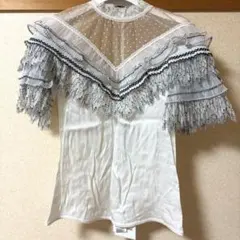 新品☆ オッズオン オッズオネストのバラ刺繍レースフリルオフショル