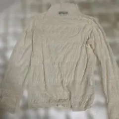 shein DAZY 長袖　アイボリー ハイネック　シャツ S シースルー