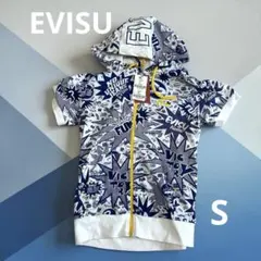 未使用品EVISU 半袖パーカー 総柄 ジップアップ タグ付のサムネイル
