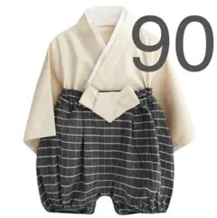 90 袴 はかま ロンパース ホワイト 着物 男の子 ベビー 服 コスプレ g