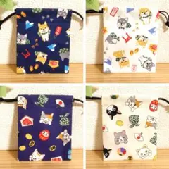 感謝価格 猫柄 巾着 ハンドメイド 小物入れ - メルカリ