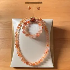 希少 オーロラクォーツ 三点セット 大玉ブレスレット ネックレス ピアス 天然石