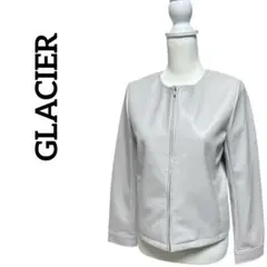 【美品】GLACIER（グラシア）フェイクレザー ノーカラージャケット