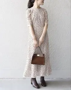 シップスships little blackドットチュールロングワンピース