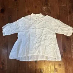 高島屋 style plus レディース スタンドカラー リネンシャツ ホワイト