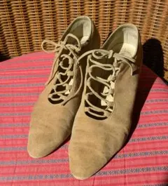 ベージュ スエード レースアップ ハイヒール