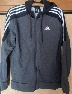 adidas フルジップパーカー Mサイズ グレー/ブラック