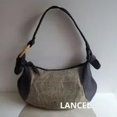 【LANCEL】バンブーハンドル メッシュショルダーバッグ ブラウン