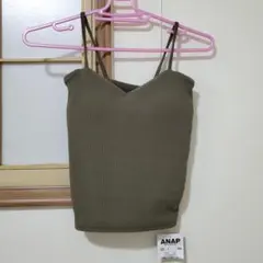 新品タグ付き✨ANAP オリーブ リブ編みキャミソール Fサイズ　春　夏