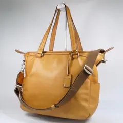 良品✨エルゴポック トートバッグ 2way キャメル オールレザー A4可のサムネイル
