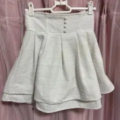 evelyn ホワイト色フレアスカート ツイード風