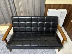 カリモク モダンソファ 2人掛け 黒