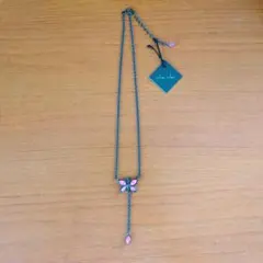 蝶モチーフ ネックレス ピンクストーン