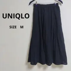 ・UNIQLO ユニクロ フレアロングスカート Mサイズ 黒 ウエストゴム