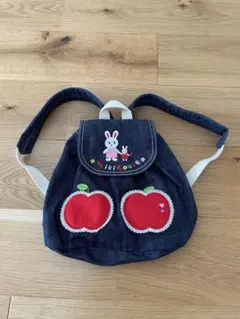 リンゴ刺繍デニムリュック