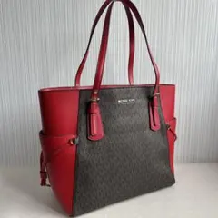 美品　MICHAEL KORS マイケルコース　トートバッグ　茶×赤