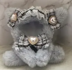 おすわり ぬい服 12cm グレー 猫 ツイード