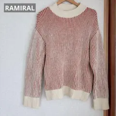 海外古着【RAMIRAL 】長袖ニット 38サイズ 赤とクリーム　トップス
