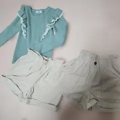ミントグリーン　セーター　ショートパンツセット