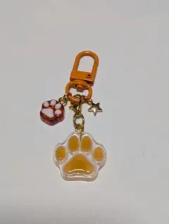 #57 レジンキーホルダー ハンドメイド チャーム 肉球 猫 犬 オレンジ