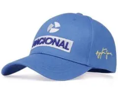 帽子/キャップ『アイルトンセナ　サイン刺繍入　NACIONAL 青』新品