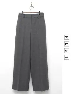 B511/美品 PLST ワイドパンツ 裏起毛 ハイウエスト L グレー 秋冬