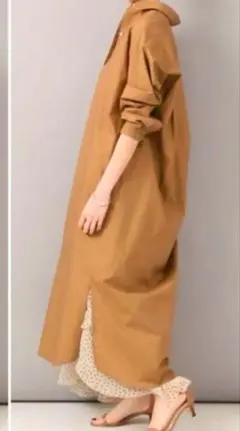 NOBLE シャツワンピース キャメル 100%コットン