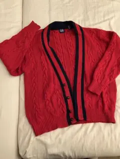GAP ケーブル編みカーディガン 赤のサムネイル