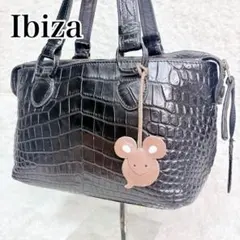IBIZA ハンドバッグ レザー ねずみチャーム ブラック 希少 本革のサムネイル