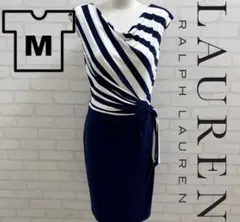 ★美品★Ralph Lauren ノースリーブ タイトワンピース ネイビー/白
