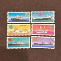 1143 【消印有：海外切手(ドイツ)】 船と蒸気機関車 イラスト切手 2種
