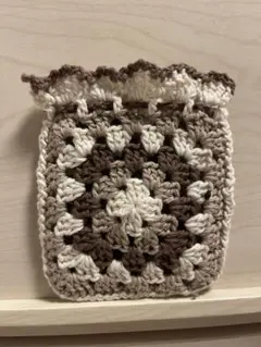 グラニースクエア 巾着袋 編み物