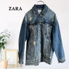 zB1377【XS】ZARA Gジャン ダメージ加工 カジュアル ストリート系のサムネイル