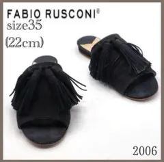 ファビオルスコーニ サンダル　ブラック　スエード　タッセル　低ヒール