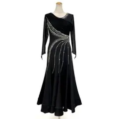 お値下げ　#1537　社交ダンス　ドレス 　ワンピース　L～XL相当　ブラック