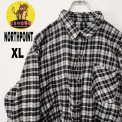 usa古着 NORTHPOINT ネルシャツ　XL ブラック　ホワイト　チェック